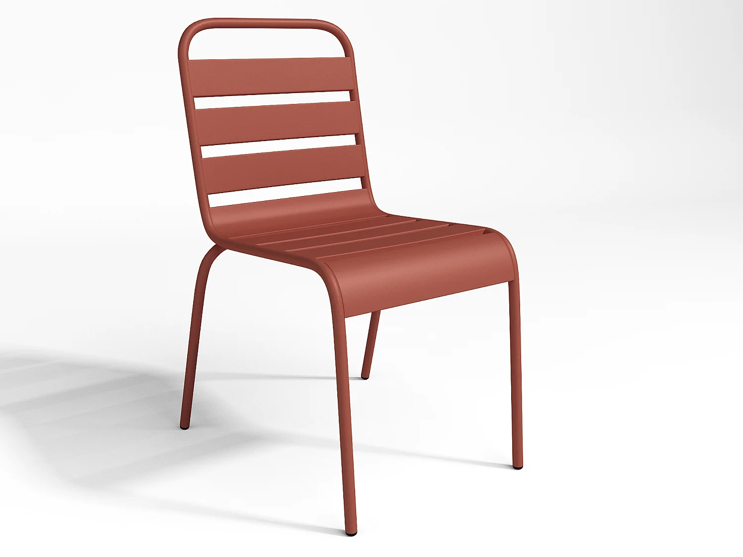 Tuineethoek - Metaal - Een tafel L160 cm en 4 opstapelbare stoelen - Terracotta - MIRMANDE