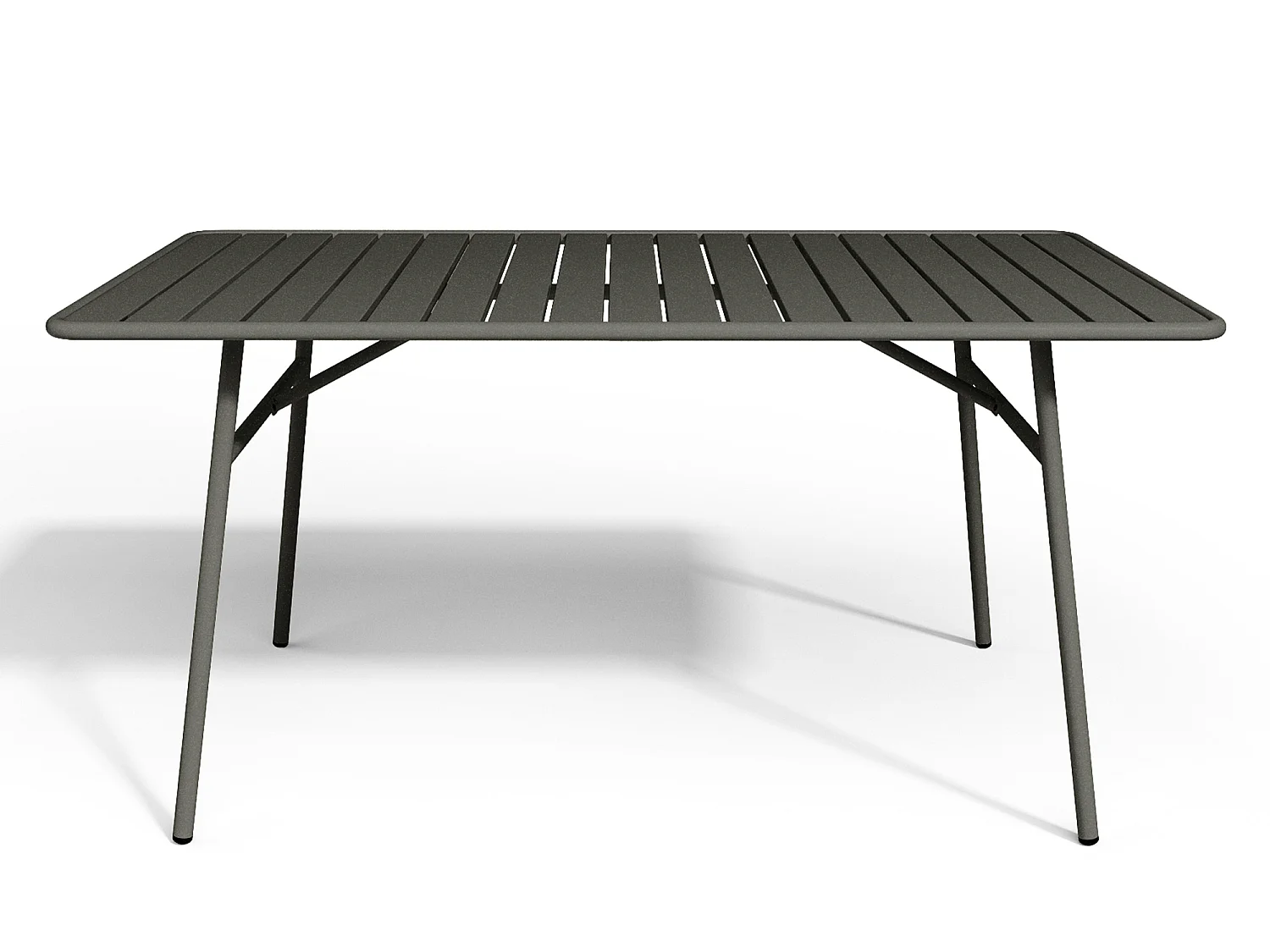 Salle à manger de jardin en métal - une table L.160 cm et 4 chaises empilables - Gris anthracite - MIRMANDE de MYLIA