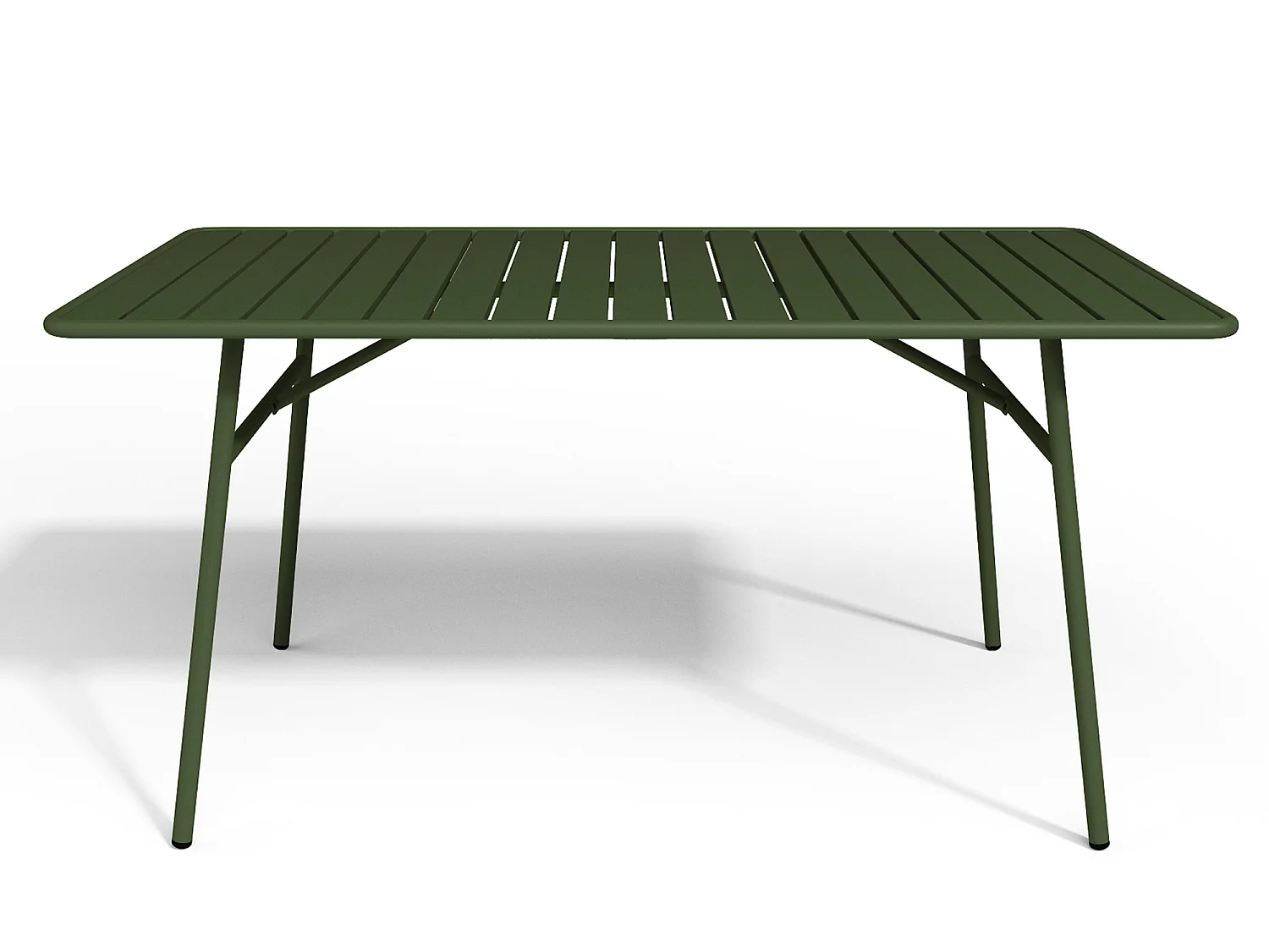 Salle à manger de jardin en métal - une table L.160 cm et 4 chaises empilables - Kaki - MIRMANDE de MYLIA