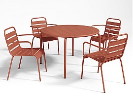 Table Basse De Jardin MIRMANDE En Métal Terracotta - MYLIA - Style Intemporel Pour Extérieur