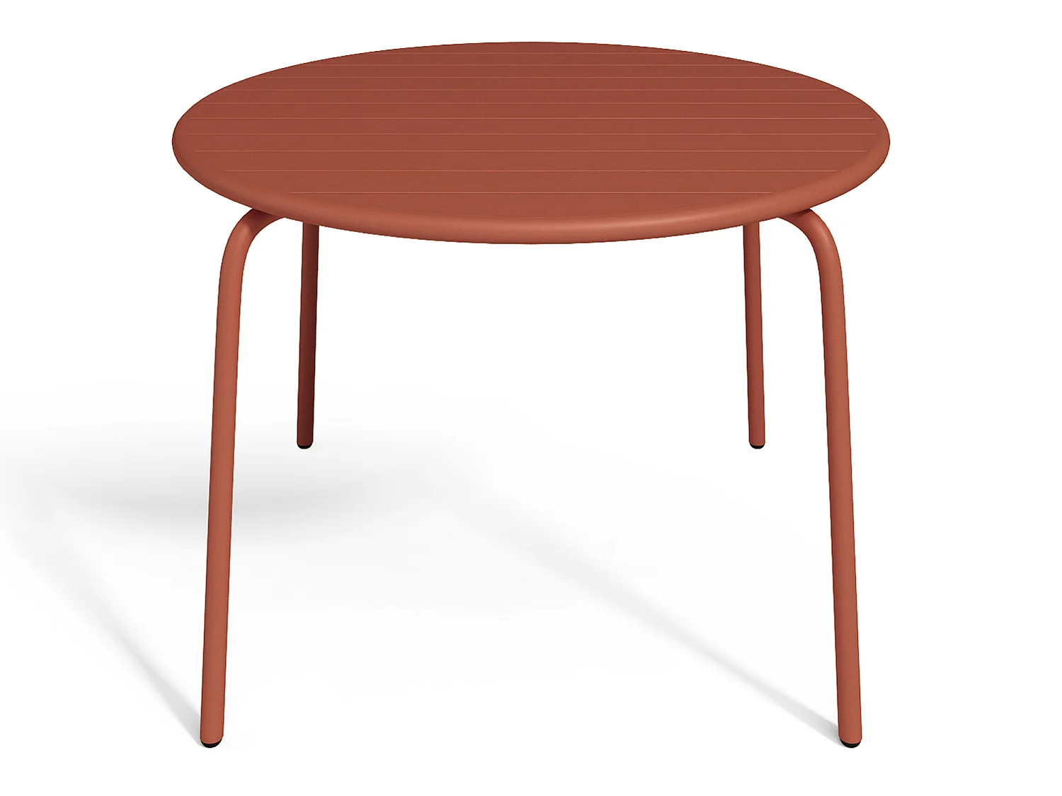 Salle à manger de jardin en métal - une table D.110 cm et 4 fauteuils empilables - Terracotta - MIRMANDE de MYLIA