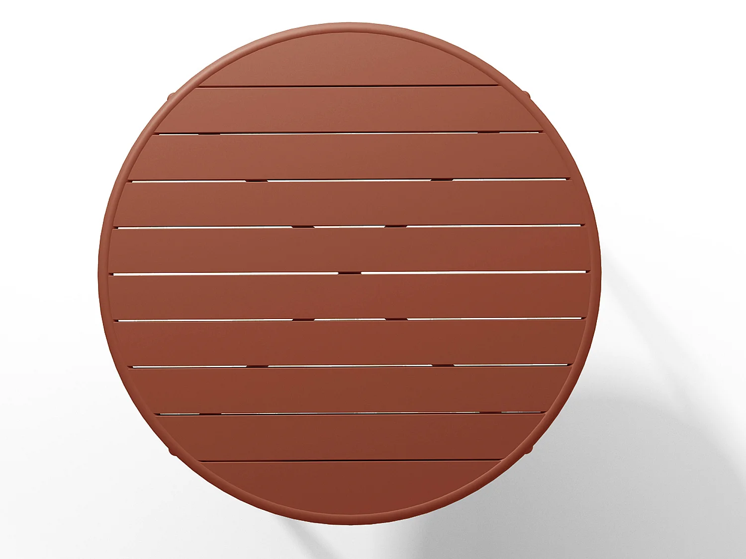 Salle à manger de jardin en métal - une table D.110 cm et 4 fauteuils empilables - Terracotta - MIRMANDE de MYLIA