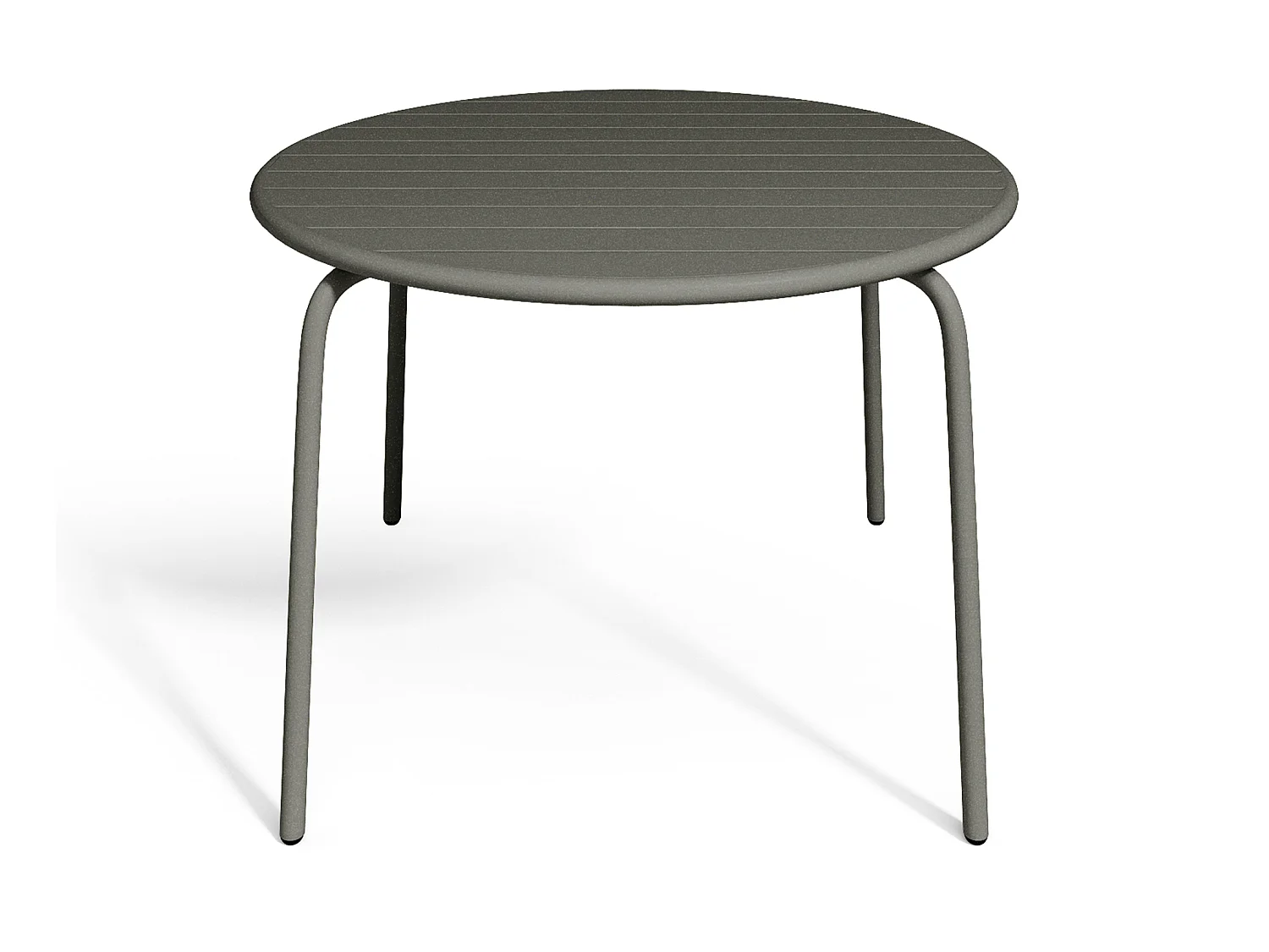 Garten-Essgruppe: Tisch D. 110 cm + 4 stapelbare Sessel - Metall - Anthrazitgrau - MIRMANDE von MYLIA