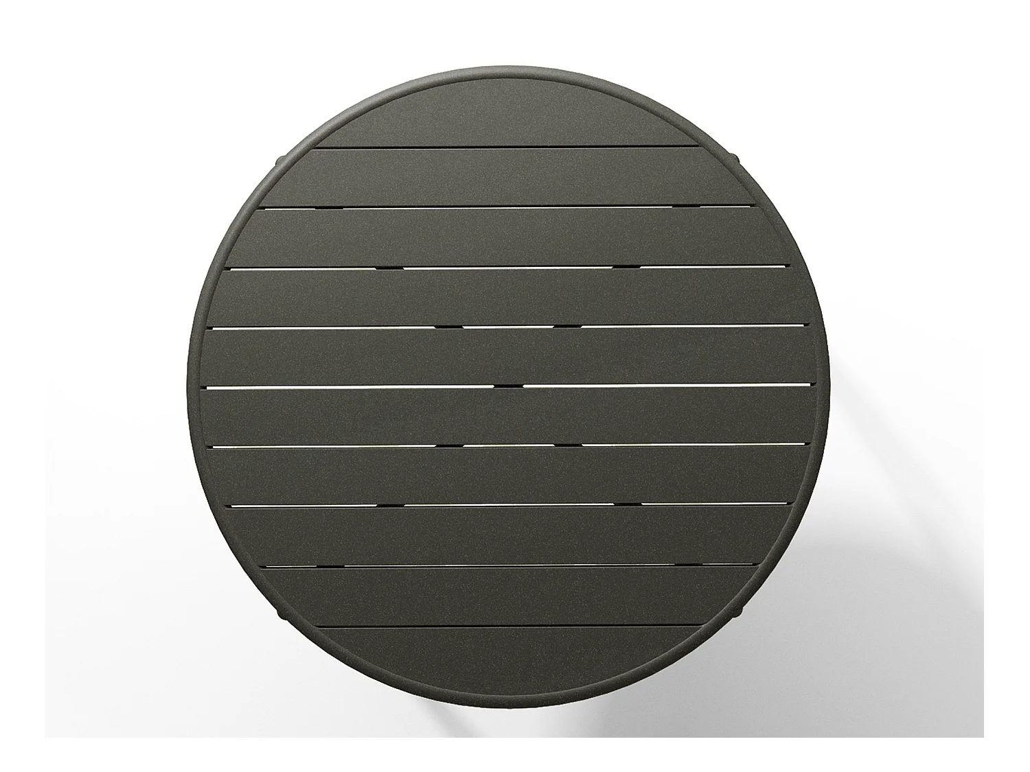 Garten-Essgruppe: Tisch D. 110 cm + 4 stapelbare Sessel - Metall - Anthrazitgrau - MIRMANDE von MYLIA