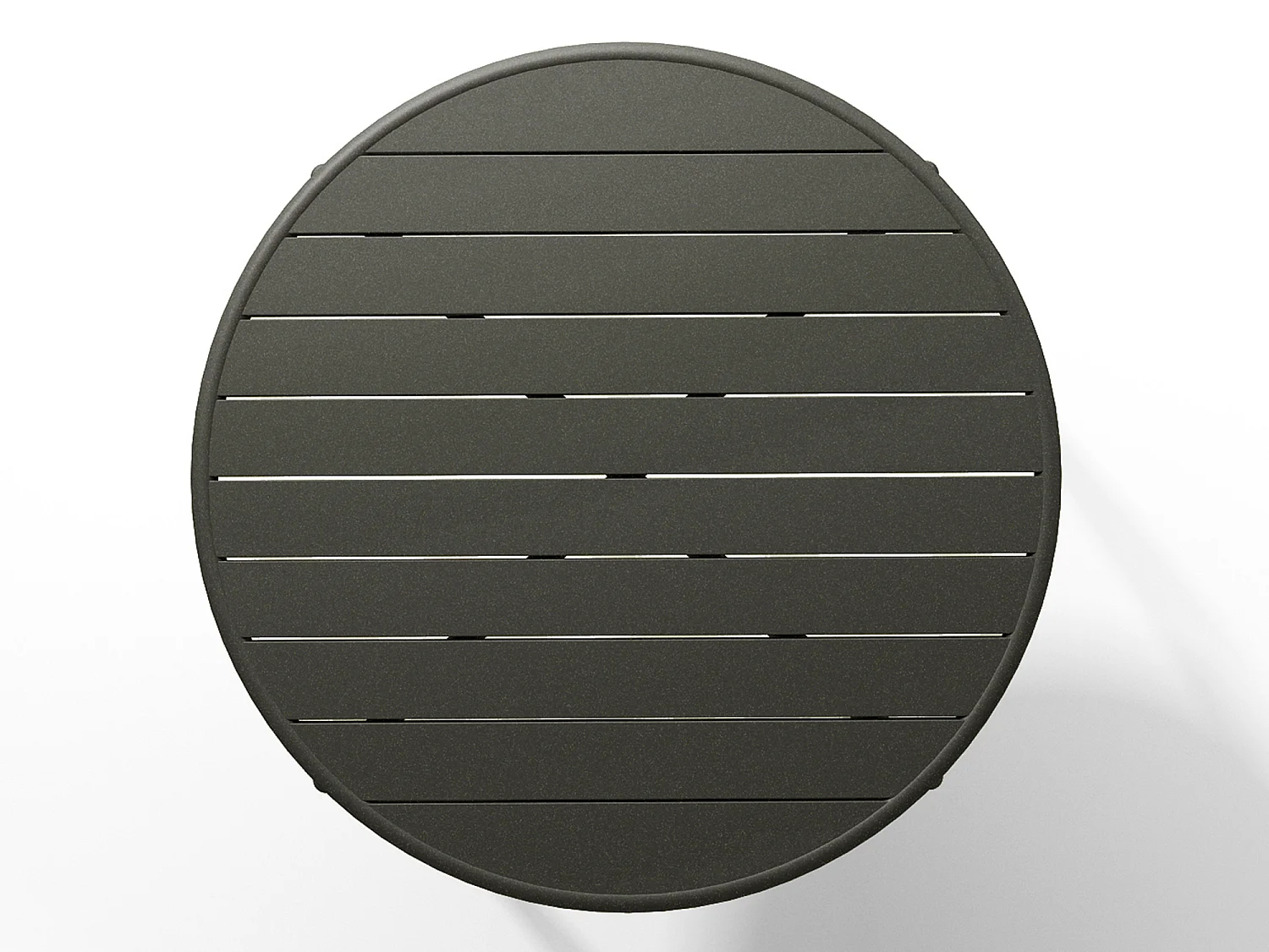 Garten-Essgruppe: Tisch D. 110 cm + 4 stapelbare Sessel - Metall - Anthrazitgrau - MIRMANDE von MYLIA