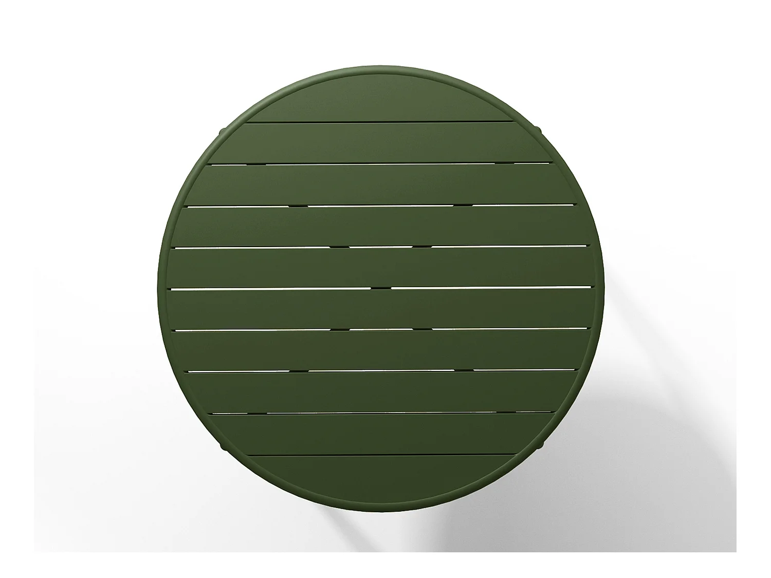 Garten-Essgruppe: Tisch D. 110 cm + 4 stapelbare Sessel - Metall - Khaki - MIRMANDE von MYLIA