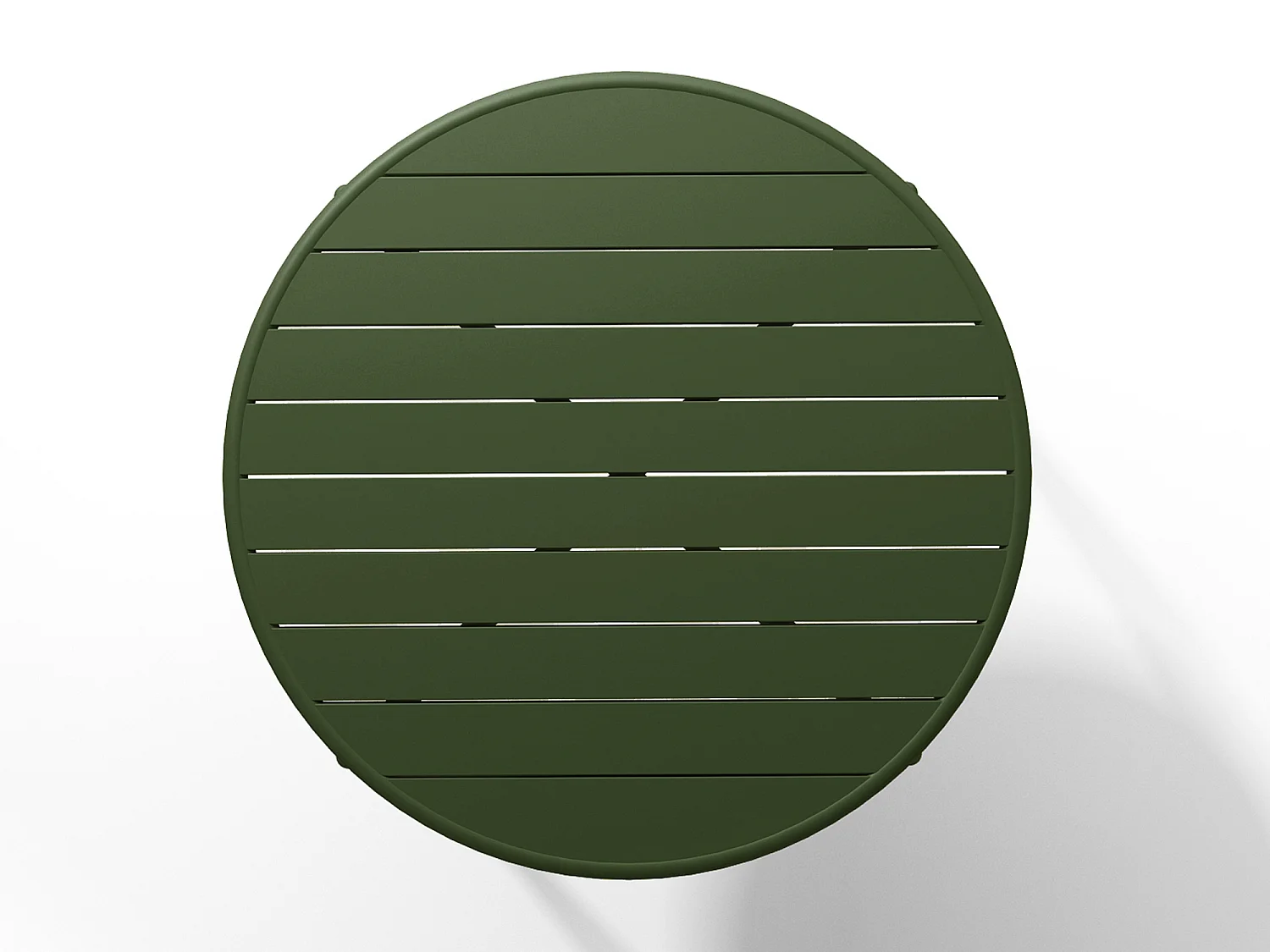 Sala da pranzo da giardino in Metallo Kaki MIRMANDE: un tavolo D.110cm e 4 poltrone impilabili