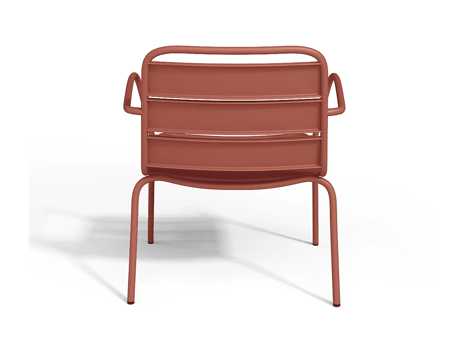 Fauteuil bas de jardin empilable + repose pied en métal - Terracotta - MIRMANDE de MYLIA