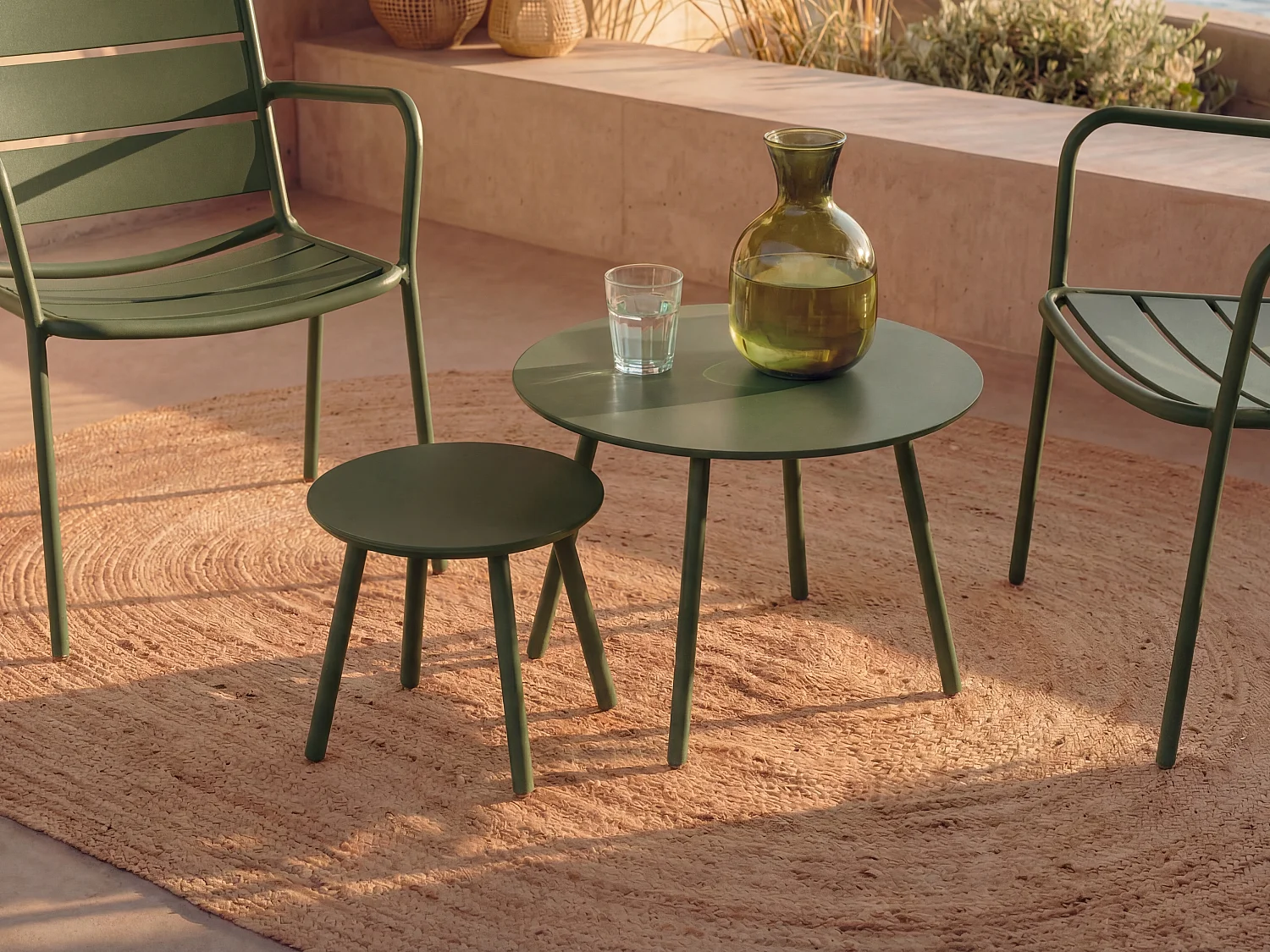 Tables gigognes de jardin en métal - Kaki - MIRMANDE de MYLIA