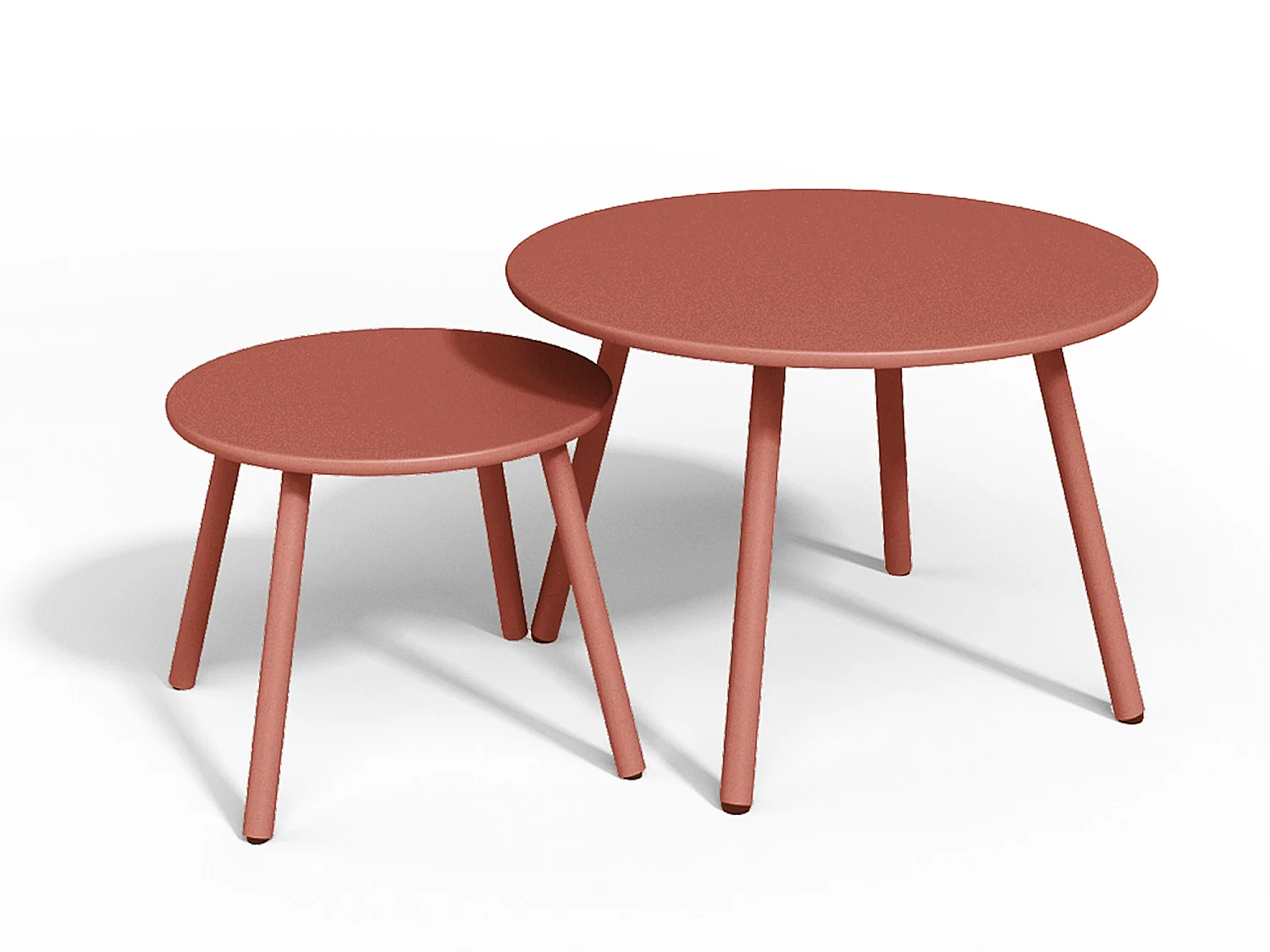 Garten-Sitzgruppe: 2 Beistelltische + 2 stapelbare Sessel - Metall - Terracotta - MIRMANDE von MYLIA