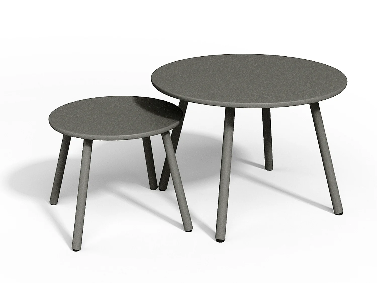 Salon de jardin en métal - 2 fauteuils bas empilables et tables gigognes - Gris anthracite - MIRMANDE de MYLIA