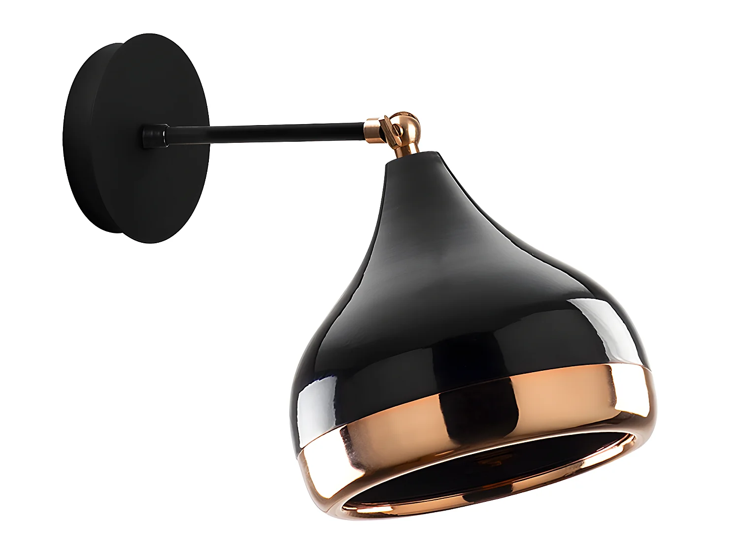 Lot de 2 appliques en métal à abat-jour orientable - D. 17 x H. 28 cm - Noir et cuivré - YILDO