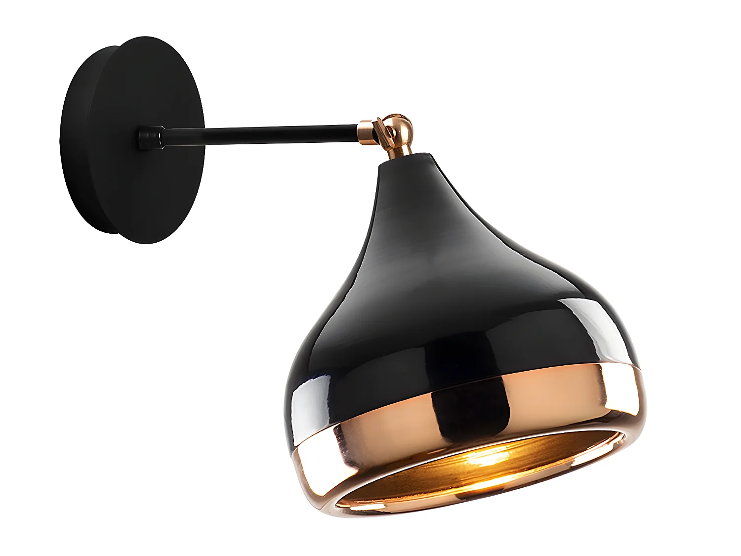 Lot de 2 appliques en métal à abat-jour orientable - D. 17 x H. 28 cm - Noir et cuivré - YILDO