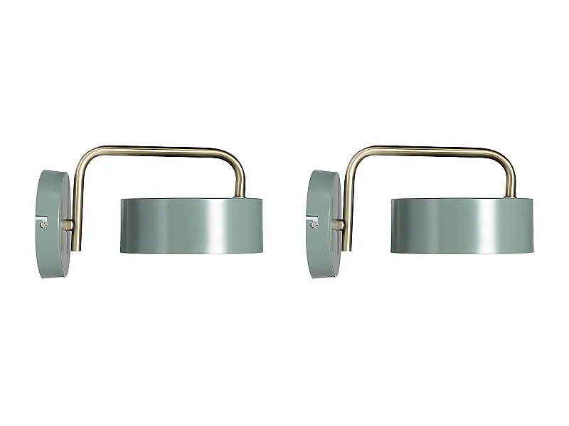 Conjunto de 2 apliques de parede estilo vintage em metal cor verde e dourado - OTILIE