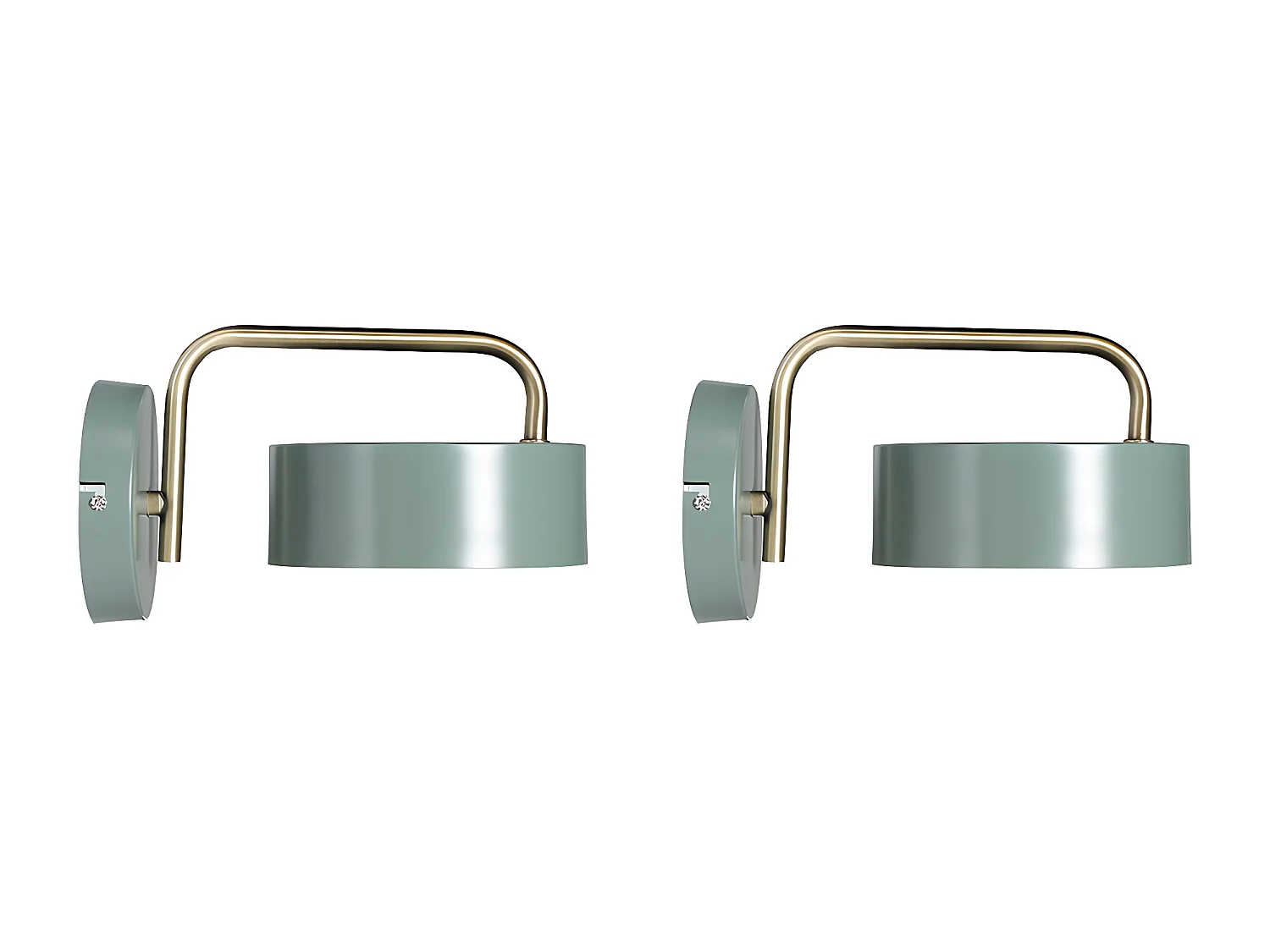 Wandleuchte Vintage 2er-Set - Metall - L 24 x H 14.5 cm - Khaki & Goldfarben - OTILIE