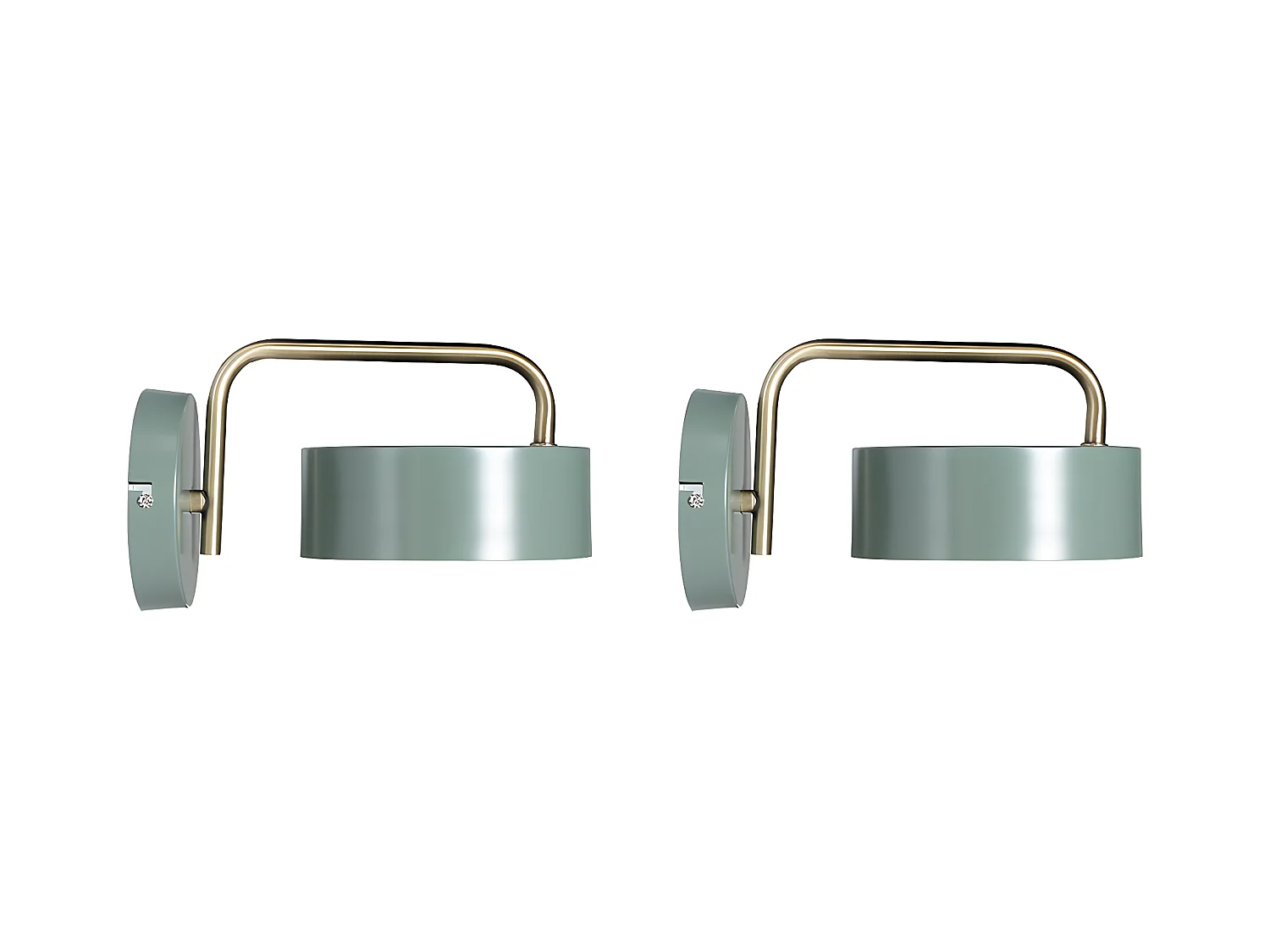 Conjunto de 2 apliques de parede estilo vintage em metal cor verde e dourado - OTILIE