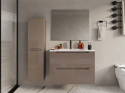 Coluna de casa de banho suspensa taupe C30 x L30 x 120 cm - STEFANIE