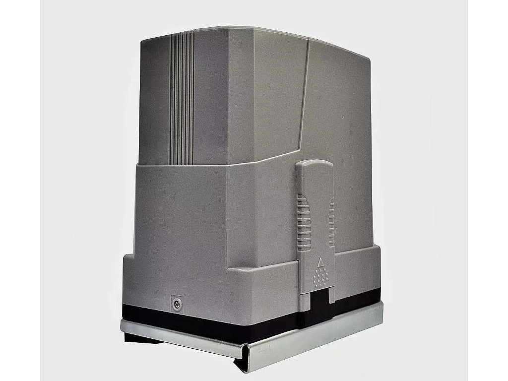 Portail électrique coulissant aluminium semi plein à motifs L416 x H180 cm anthracite GREGOR