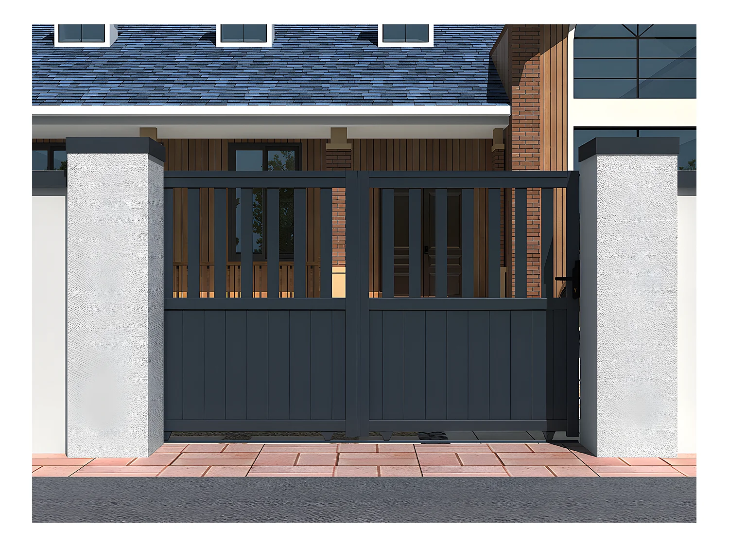 Portail électrique coulissant aluminium ajouré L401 x H149 cm anthracite TARNOS II