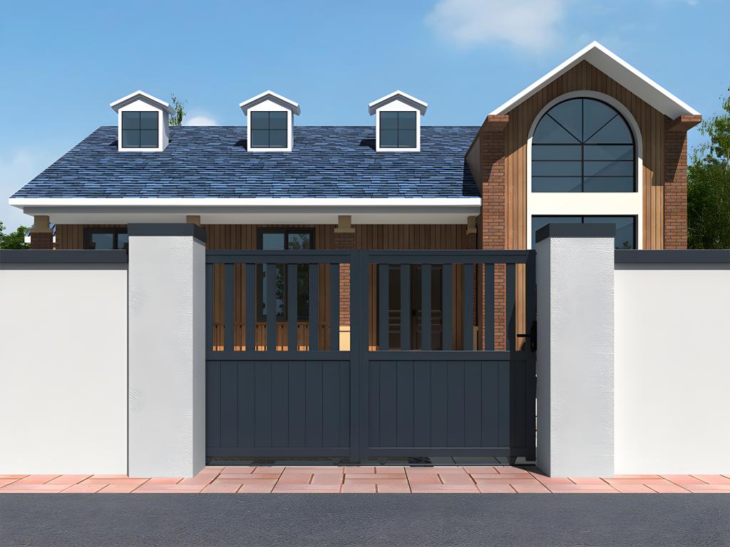 Portail électrique coulissant aluminium ajouré L343 x H149 cm anthracite TARNOS II