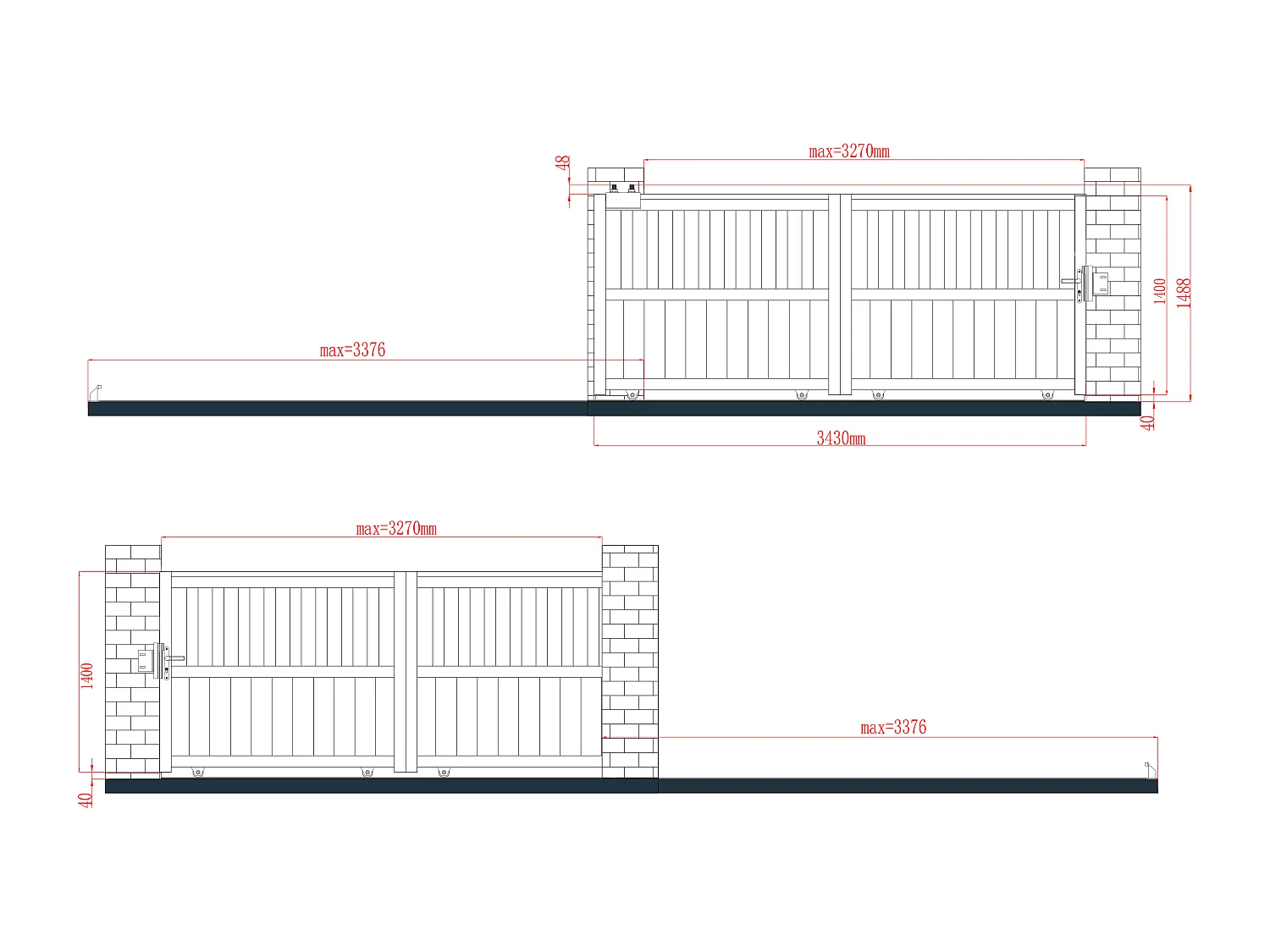 Opengewerkte elektrische aluminium schuifpoort L343 x H140 cm antraciet TARNOS II