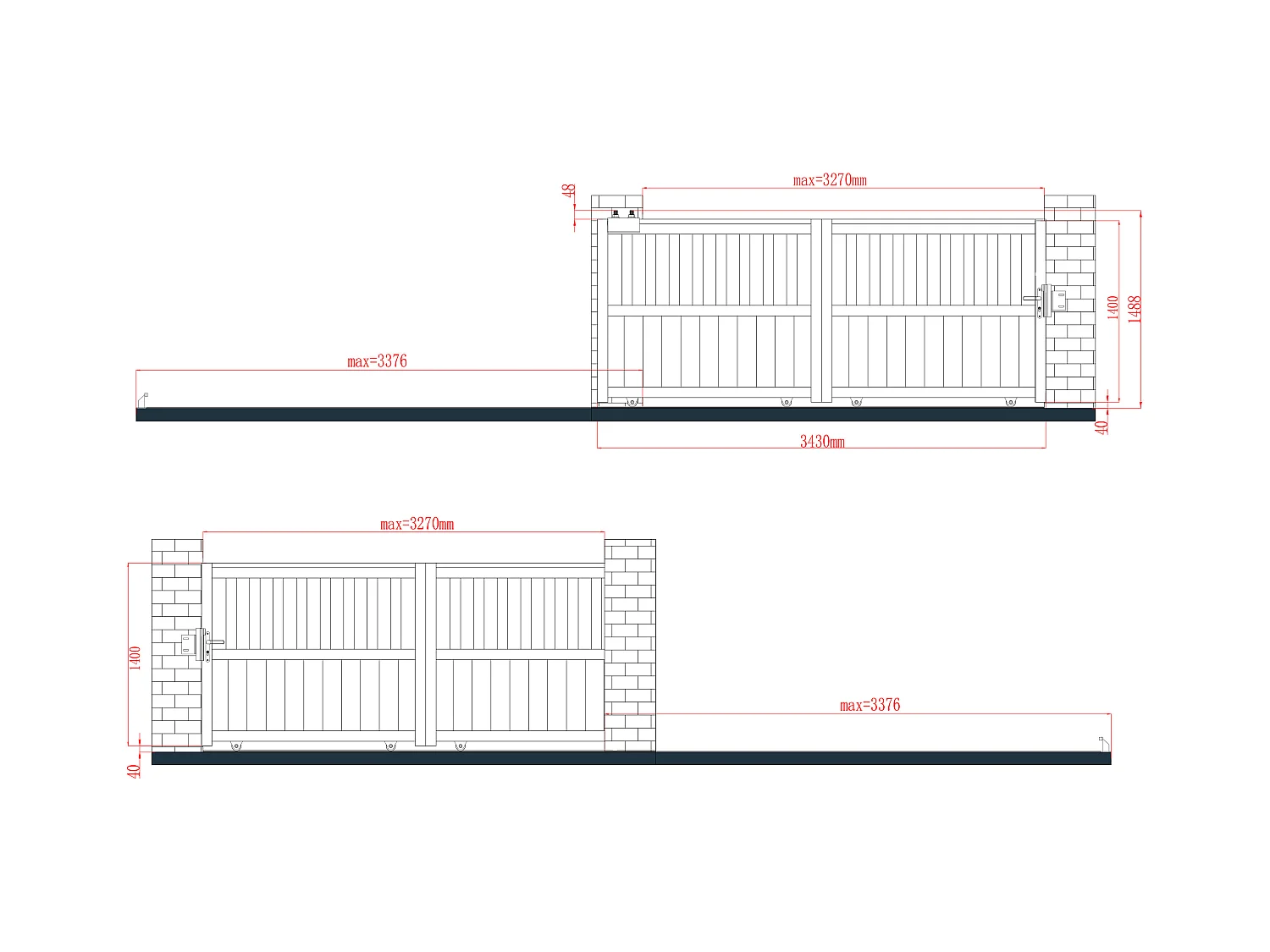 Opengewerkte elektrische aluminium schuifpoort L343 x H140 cm antraciet TARNOS II