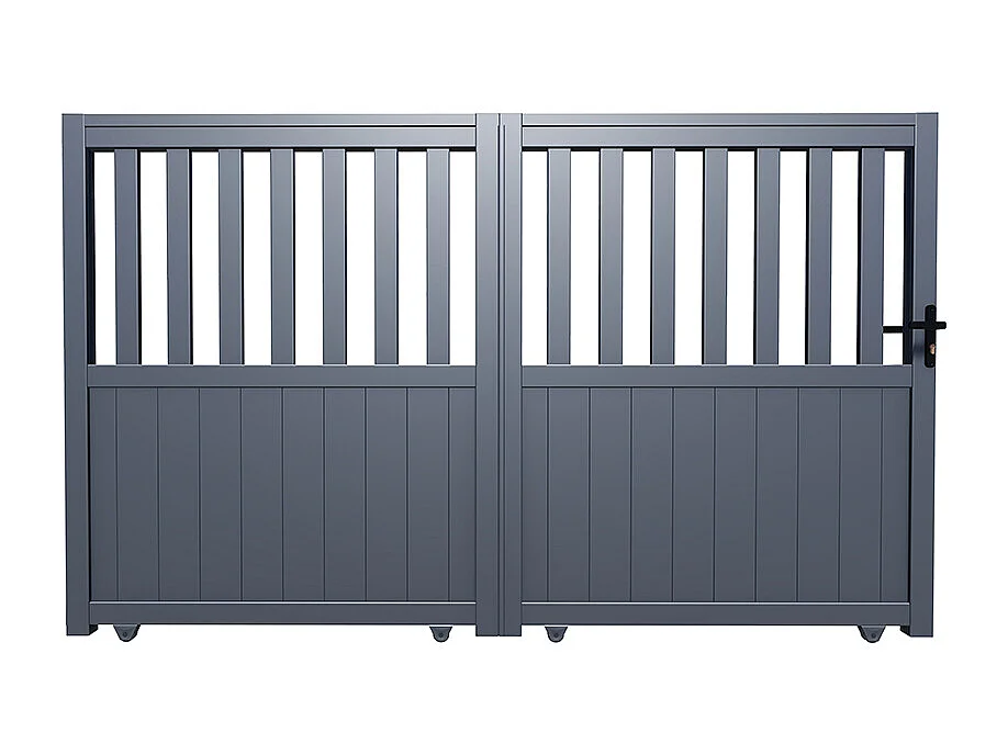 Portail électrique coulissant aluminium ajouré L343 x H149 cm anthracite TARNOS II