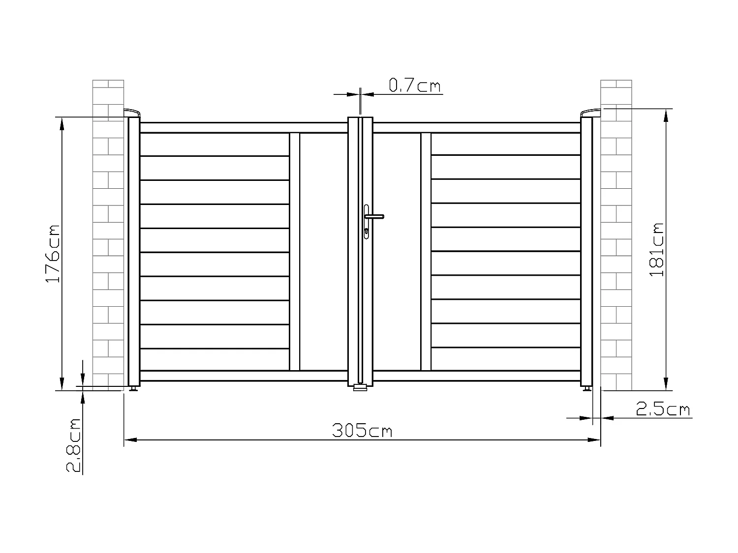 Skrzydłowa, elektryczna, pół-perforowana aluminiowa brama z wzorem Dł.305 x Wys.181 cm antracytowa GREGOR