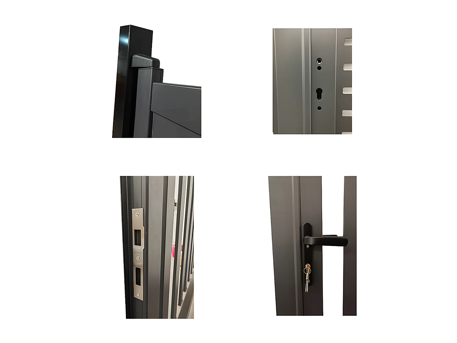 Portail électrique battant aluminium semi ajouré à motifs L357 x H172 cm anthracite LABRIT II