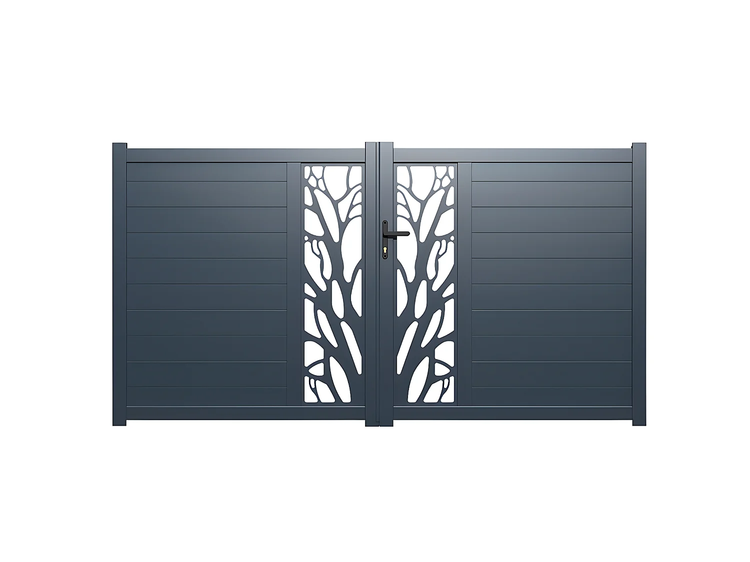 Portail électrique battant aluminium semi ajouré à motifs L307 x H172 cm anthracite LABRIT II