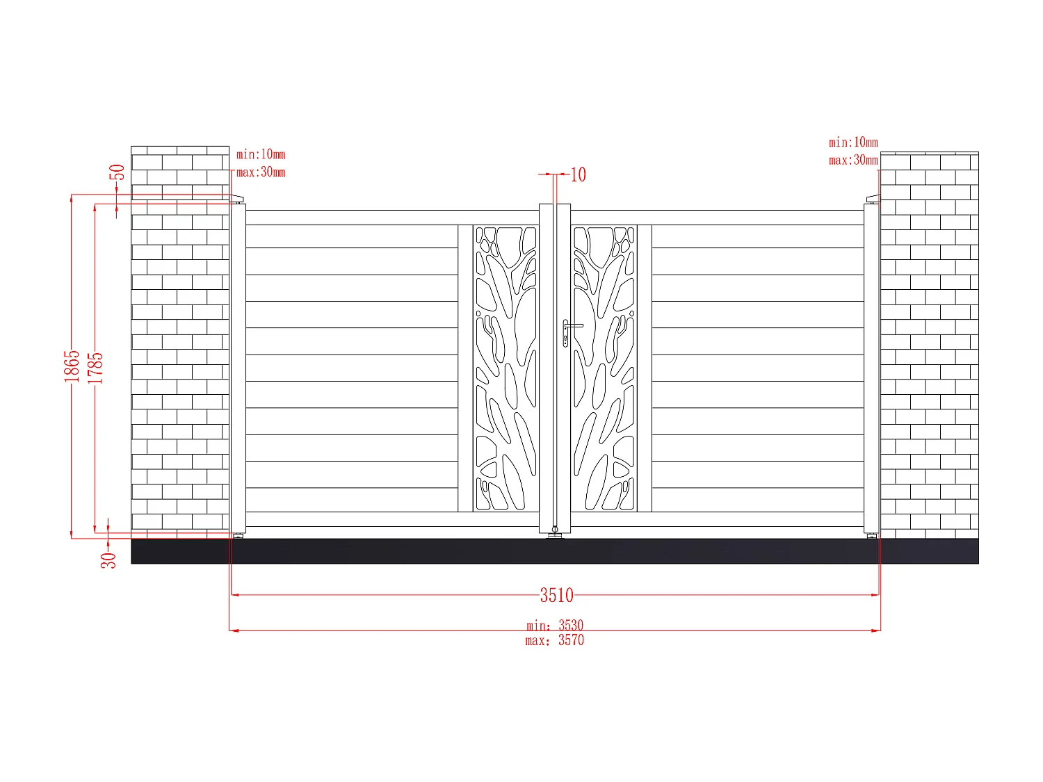 Portail électrique battant aluminium semi ajouré à motifs L357 x H187 cm anthracite LABRIT II