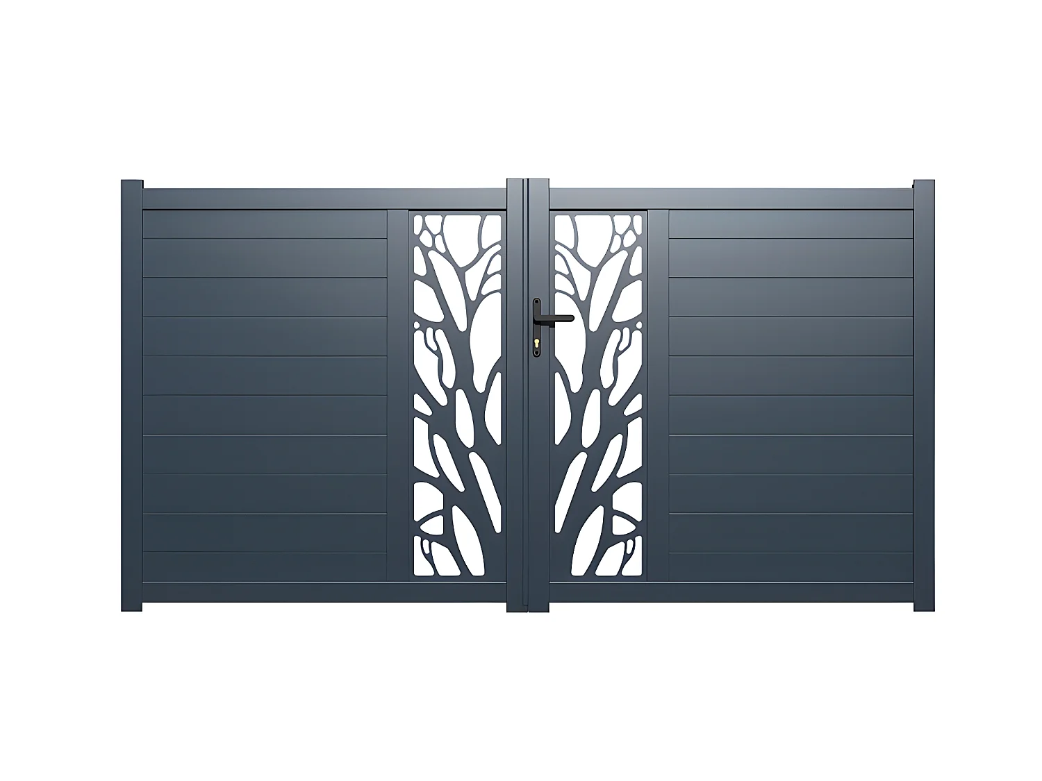 Portail électrique battant aluminium semi ajouré à motifs L307 x H187 cm anthracite LABRIT II