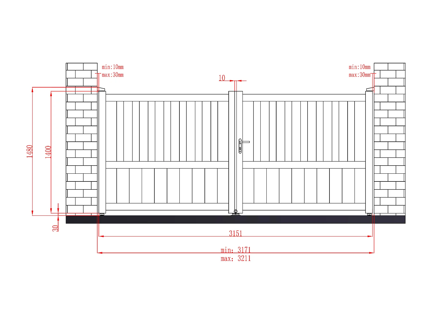 Opengewerkte elektrische draaipoort van aluminium L314 x H140 cm antraciet TARNOS II