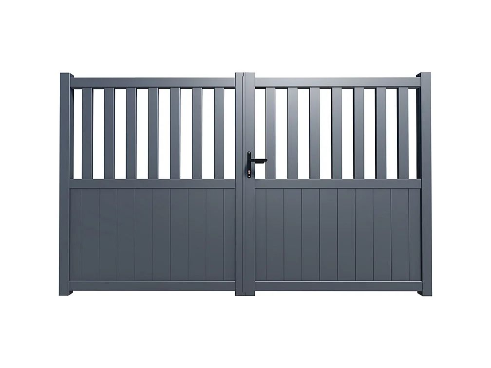 Portail électrique battant aluminium semi plein L321 x H148 cm anthracite en kit TARNOS II