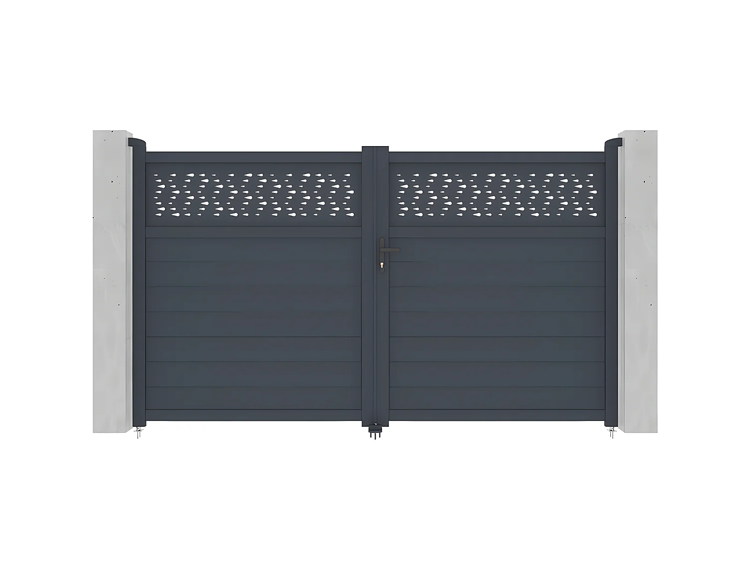 Portón batiente eléctrico de aluminio Ancho 305 x Alt. 181 cm antracita - BAZIO