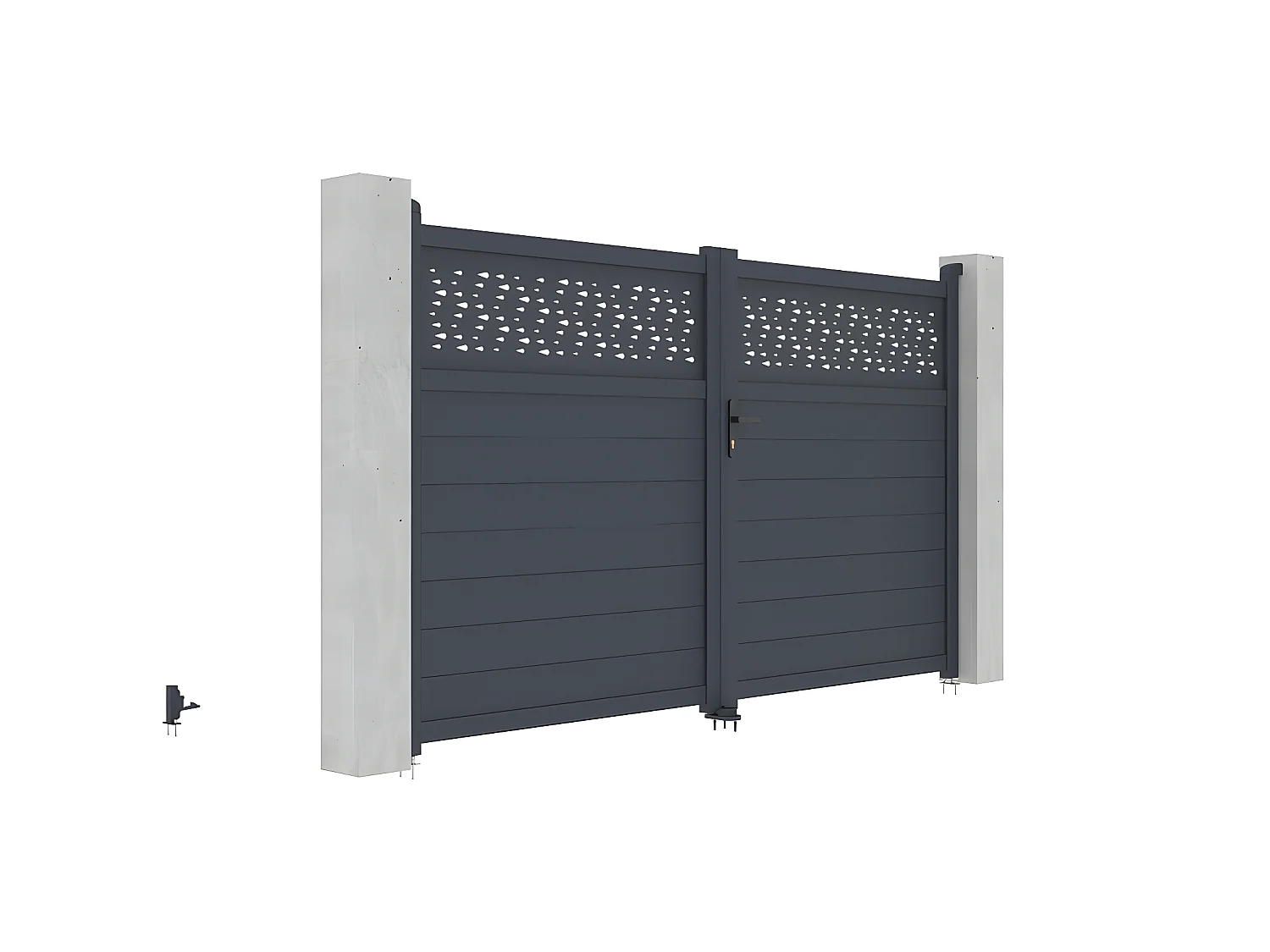 Portón batiente eléctrico de aluminio Ancho 305 x Alt. 181 cm antracita - BAZIO