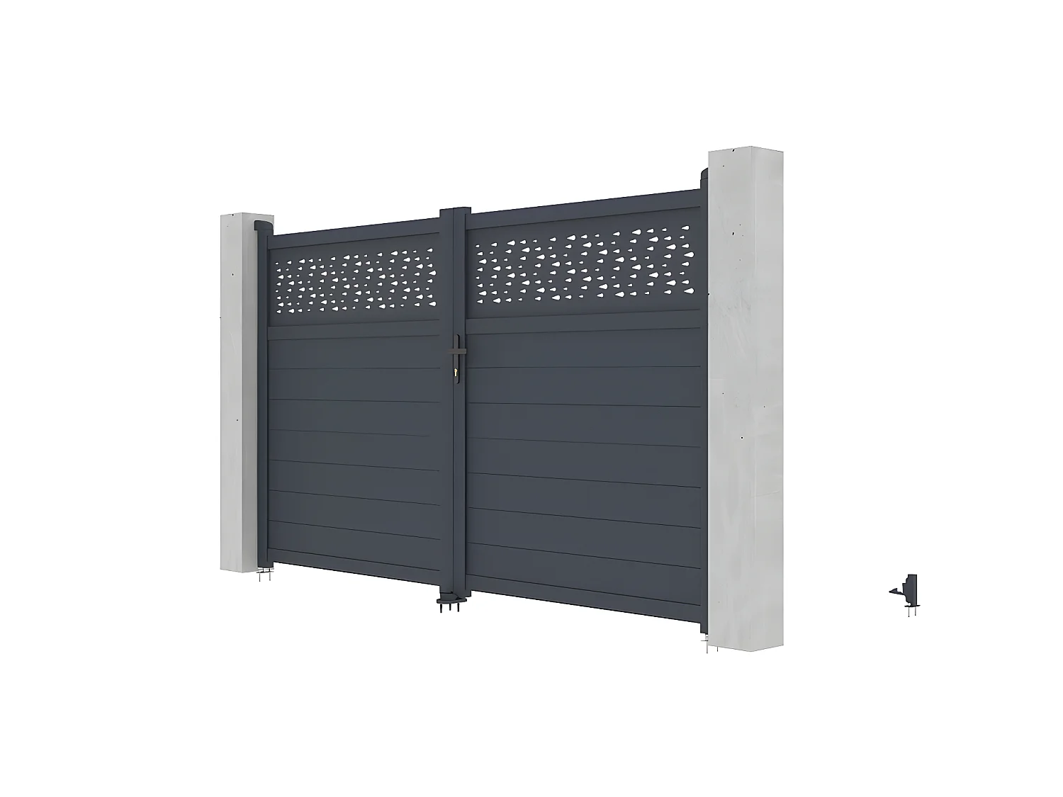 Portón batiente eléctrico de aluminio Ancho 305 x Alt. 181 cm antracita - BAZIO