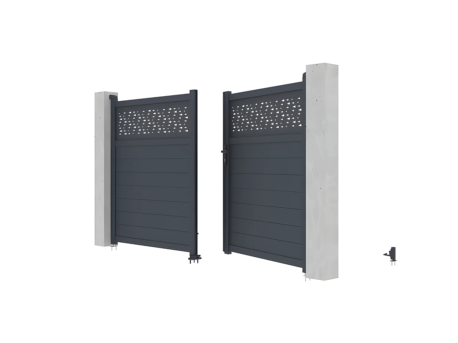 Portón batiente eléctrico de aluminio Ancho 305 x Alt. 181 cm antracita - BAZIO