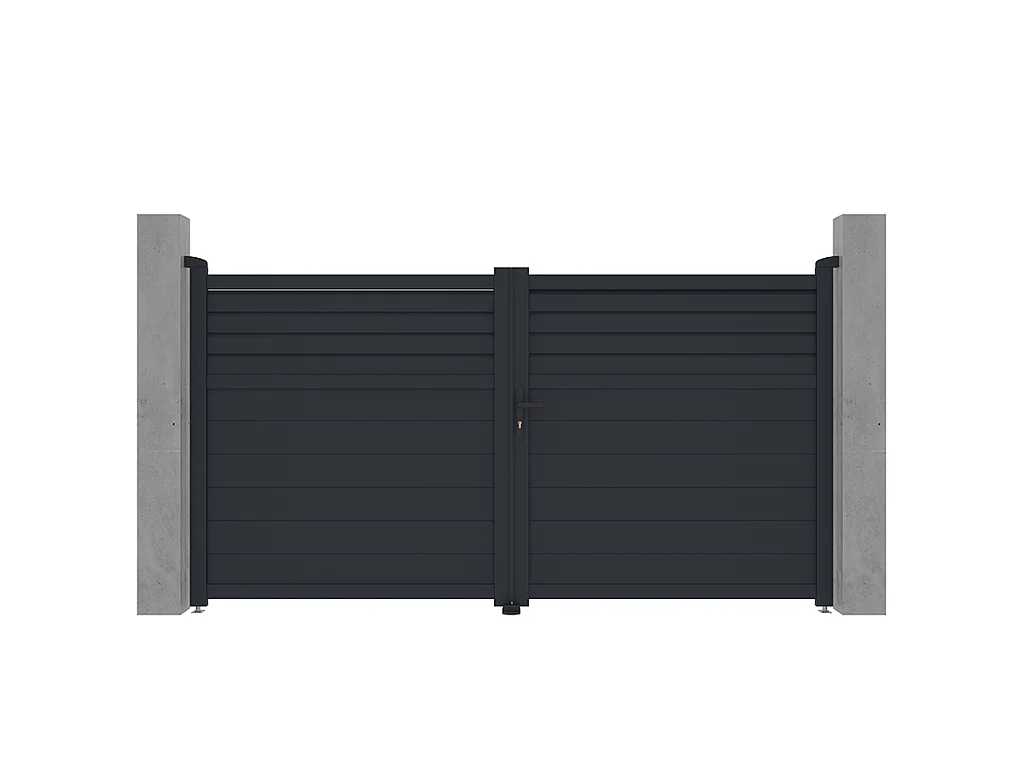 Gartentor Flügeltor mit Torantrieb - 305 x 166 cm - Aluminium - Anthrazit - VIAZO