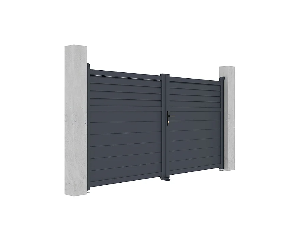 Gartentor Flügeltor mit Torantrieb - 305 x 166 cm - Aluminium - Anthrazit - VIAZO