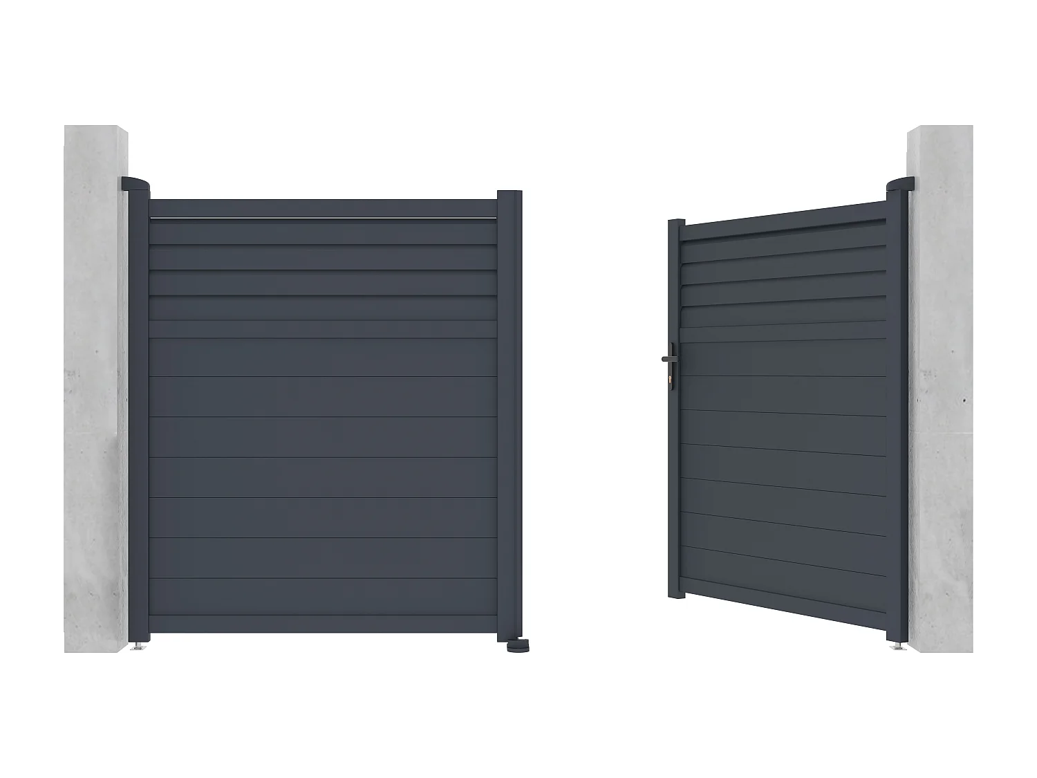 Portail électrique battant aluminium persienné L305 x H181 cm anthracite - VIAZO