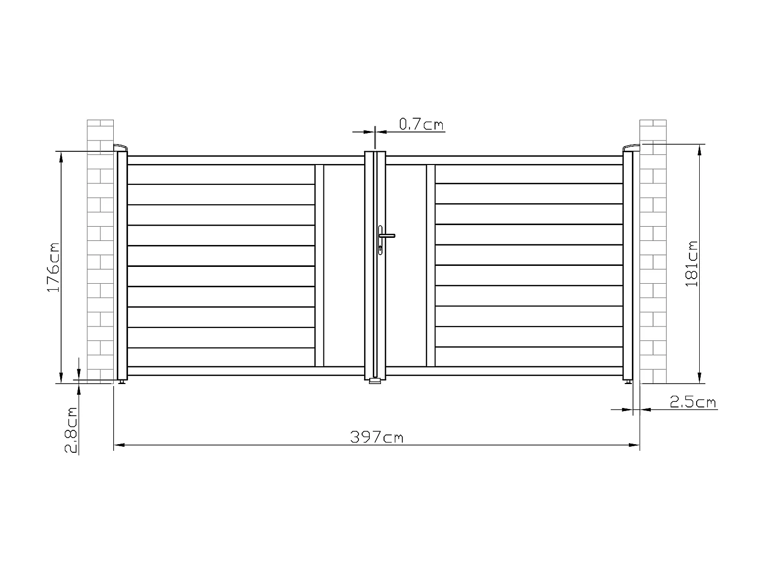 Gartentor Flügeltor mit Torantrieb - 397 x 181 cm - Aluminium - Halbvoll mit Muster - Anthrazit - GREGOR