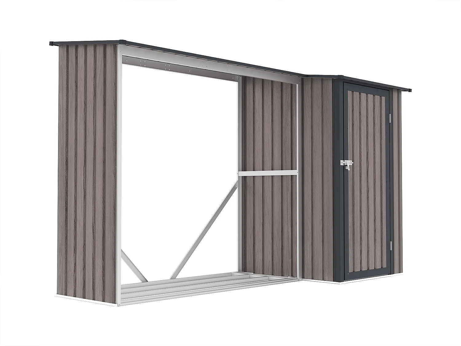 Kaminholzregal aus verzinktem Stahl mit Holzeffekt - 2 Ster - 3,49 m3 - 282 x 109 x 168 cm - DORWOOD