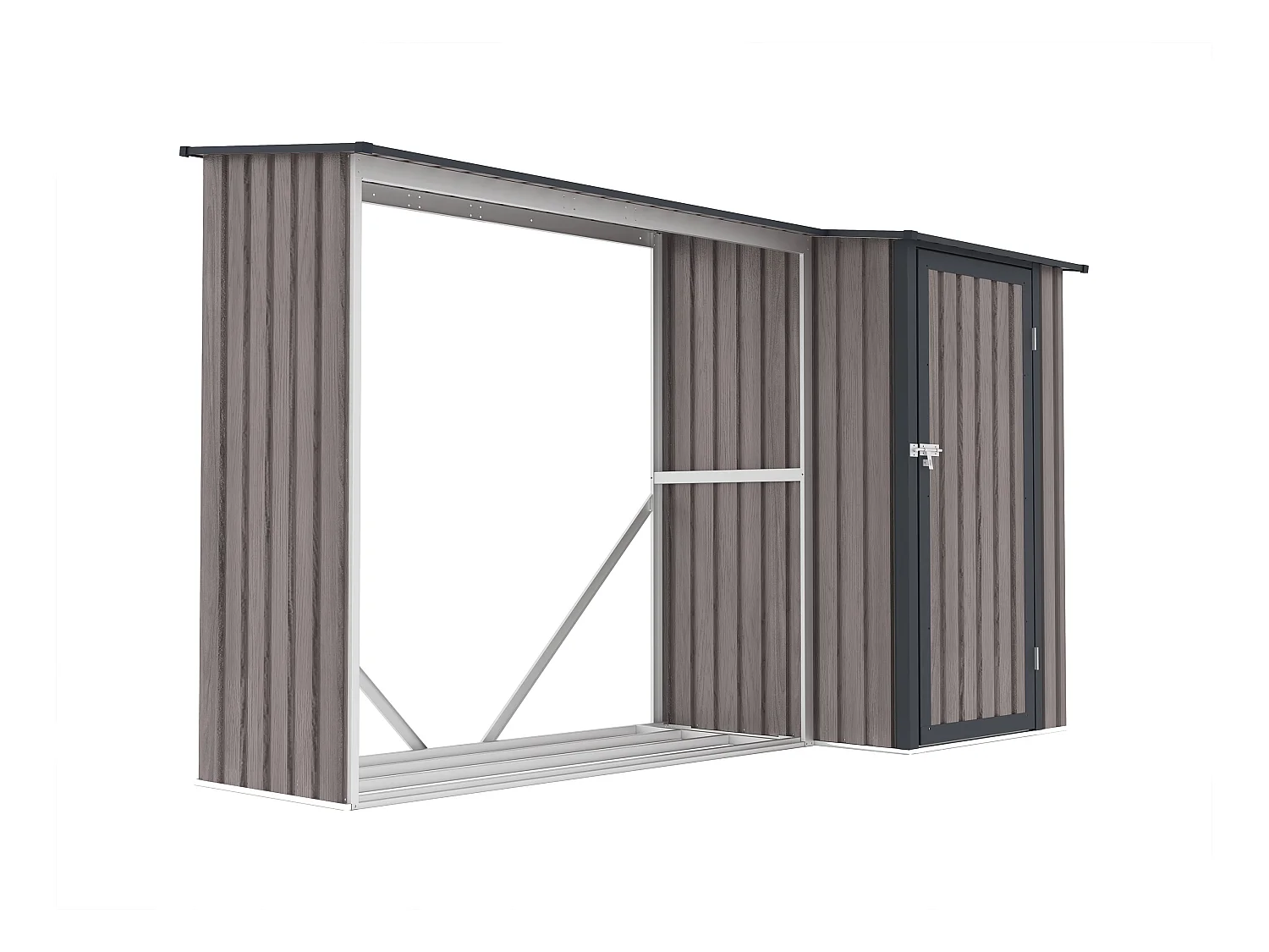 Kaminholzregal aus verzinktem Stahl mit Holzeffekt - 2 Ster - 3,49 m3 - 282 x 109 x 168 cm - DORWOOD
