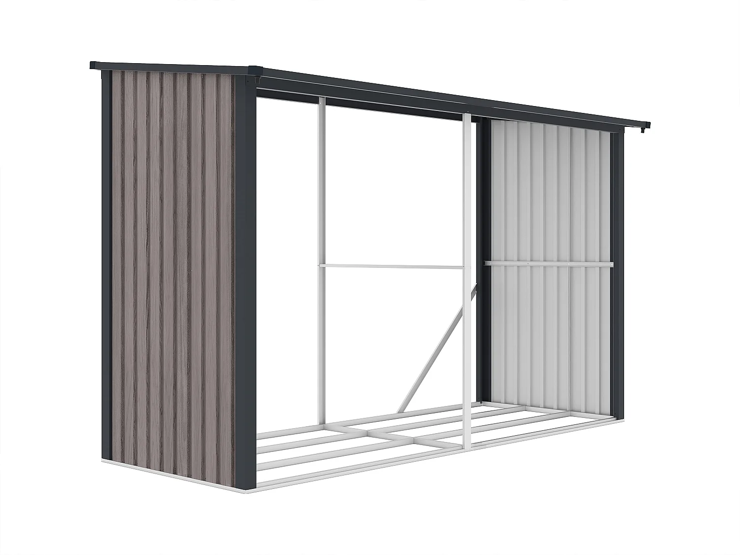 Kaminholzregal aus verzinktem Stahl mit Holzeffekt - 8 Ster - 3,49 m3 - 302 x 119 x 190 cm - VARWOOD