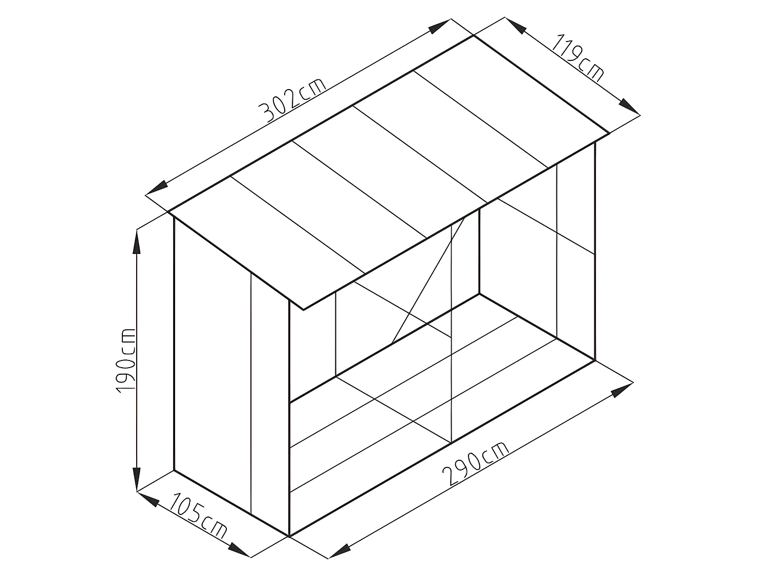 Kaminholzregal aus verzinktem Stahl mit Holzeffekt - 8 Ster - 3,49 m3 - 302 x 119 x 190 cm - VARWOOD