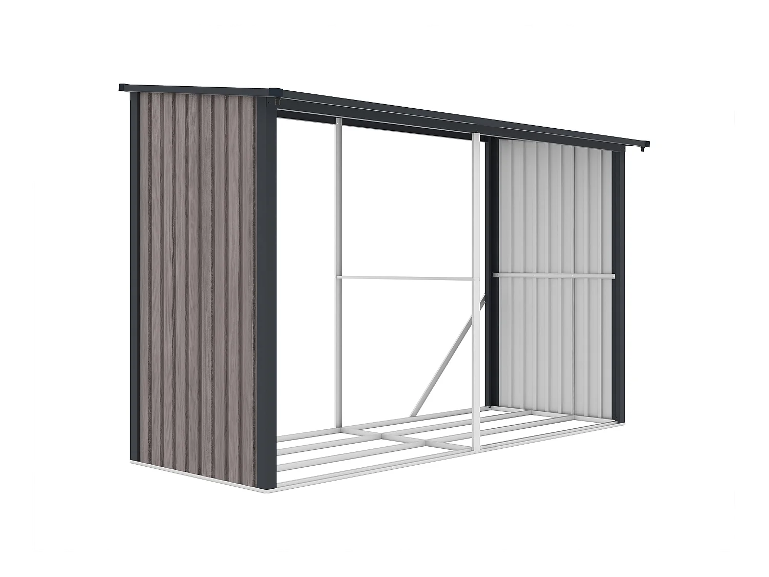 Abri bûches métal en acier galvanisé effet bois 5,78 m3 - 8 stères - L302 x P119 x H190cm - VARWOOD