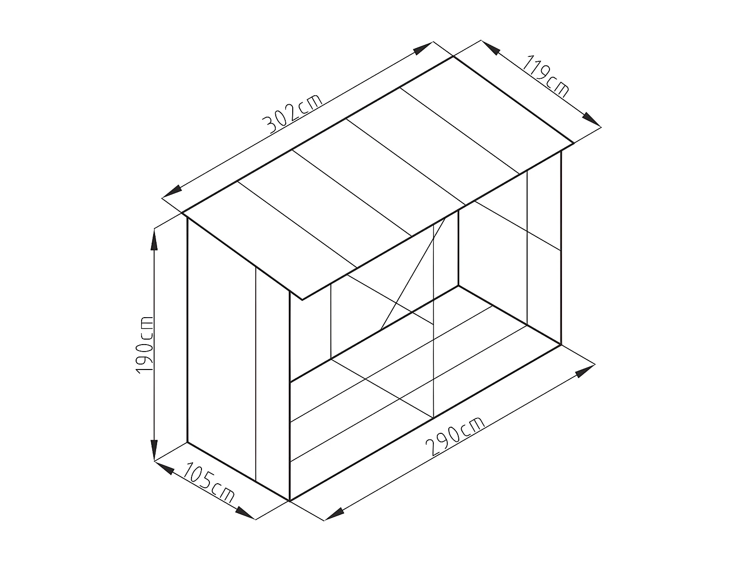Abri bûches métal en acier galvanisé effet bois 5,78 m3 - 8 stères - L302 x P119 x H190cm - VARWOOD