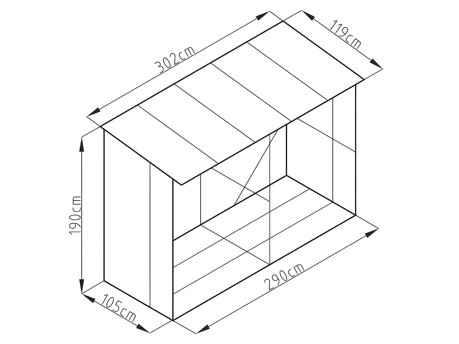 Abri bûches métal en acier galvanisé effet bois 5,78 m3 - 8 stères - L302 x P119 x H190cm - VARWOOD
