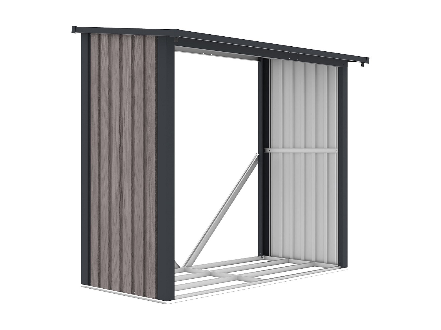 Kaminholzregal aus verzinktem Stahl mit Holzeffekt - 2,5 rm- 1,98 m3 - 182 x 89 x 156 cm - BIRWOOD